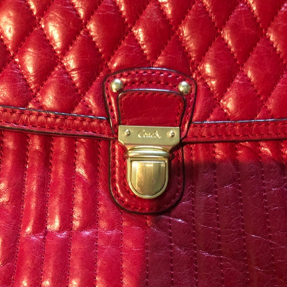 Coach Red Poppy Quilted Tote - Picture 3 of 7